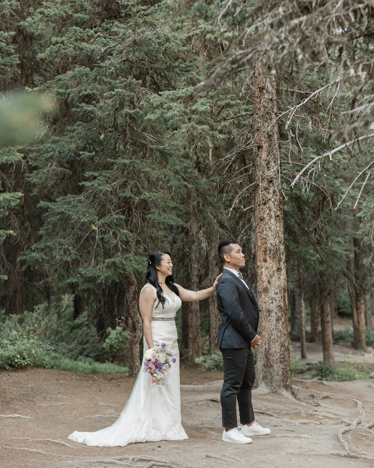 Reveal Elopement in Banff National Park in the forest