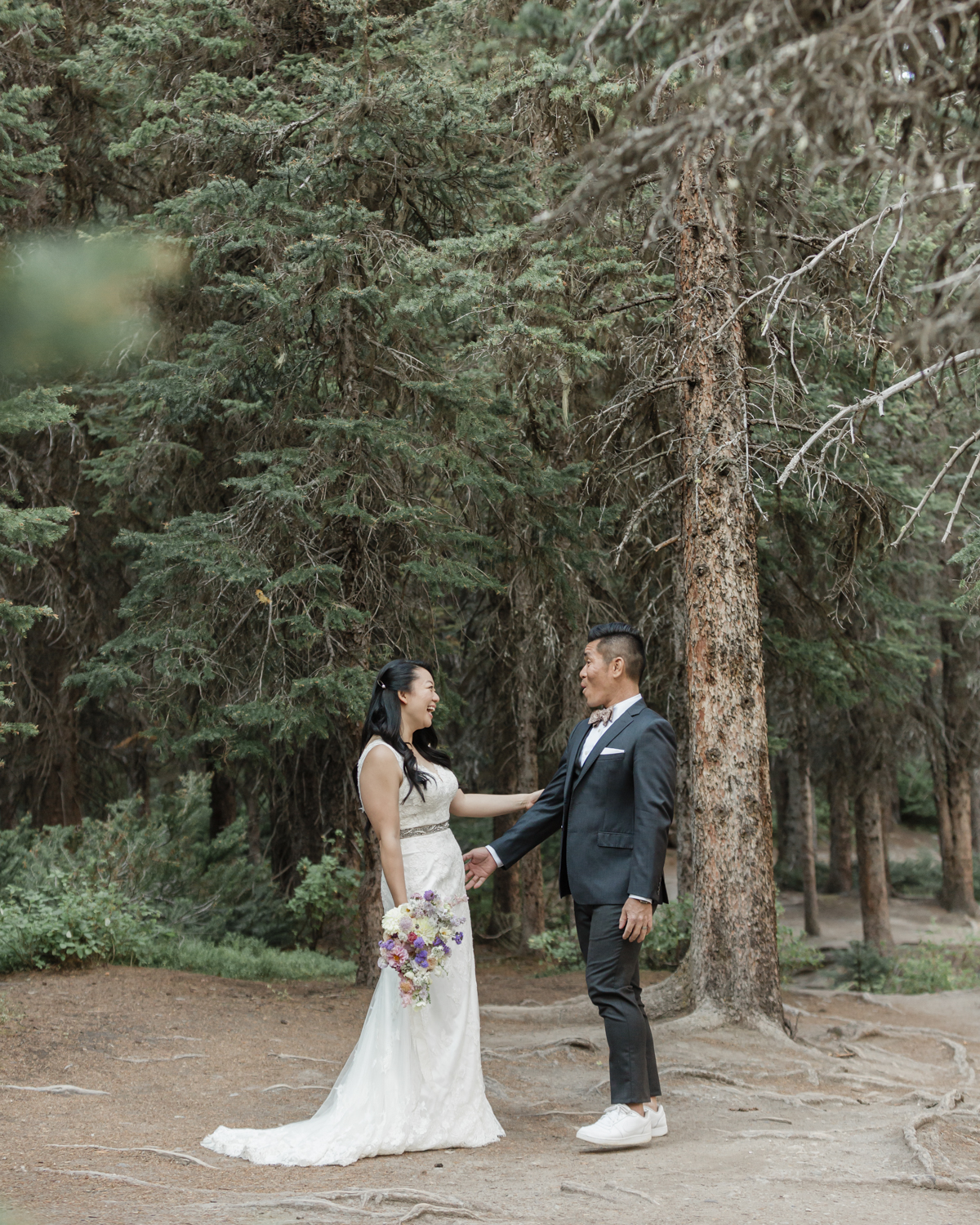 Reveal Elopement in Banff National Park in the forest