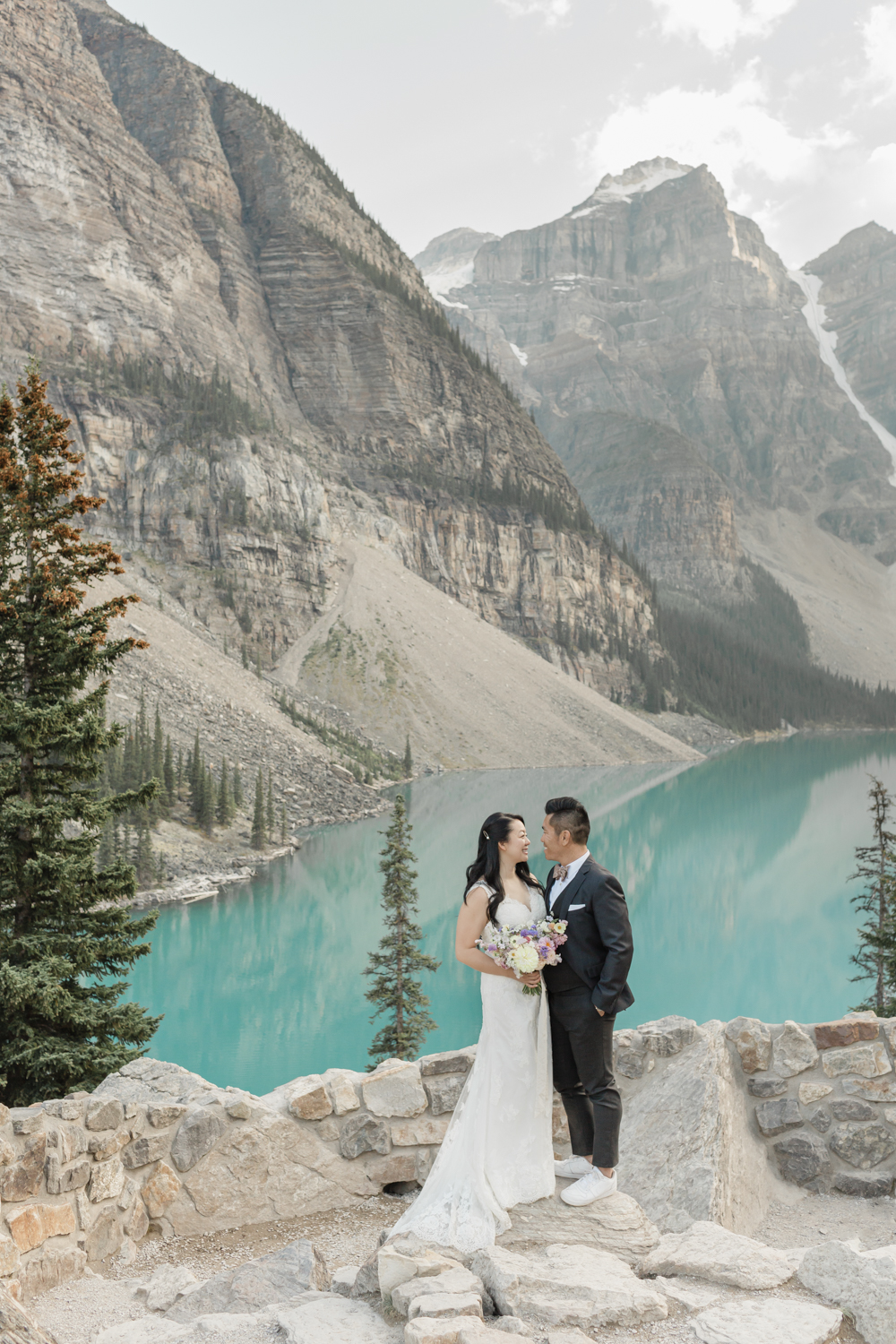 Elopement in Banff National Park couples portraits at the Rock Pile
