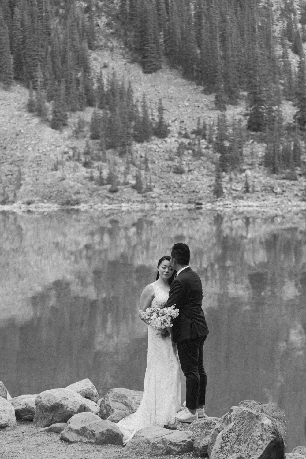Elopement in Banff National Park couples portraits at sunset