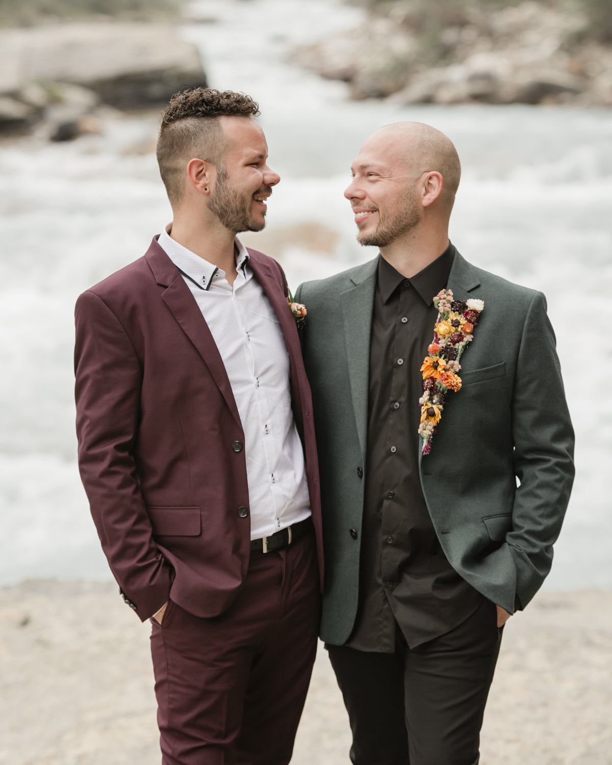 Brandon and Jamie elope at Mistaya Canyon in Banff National Park