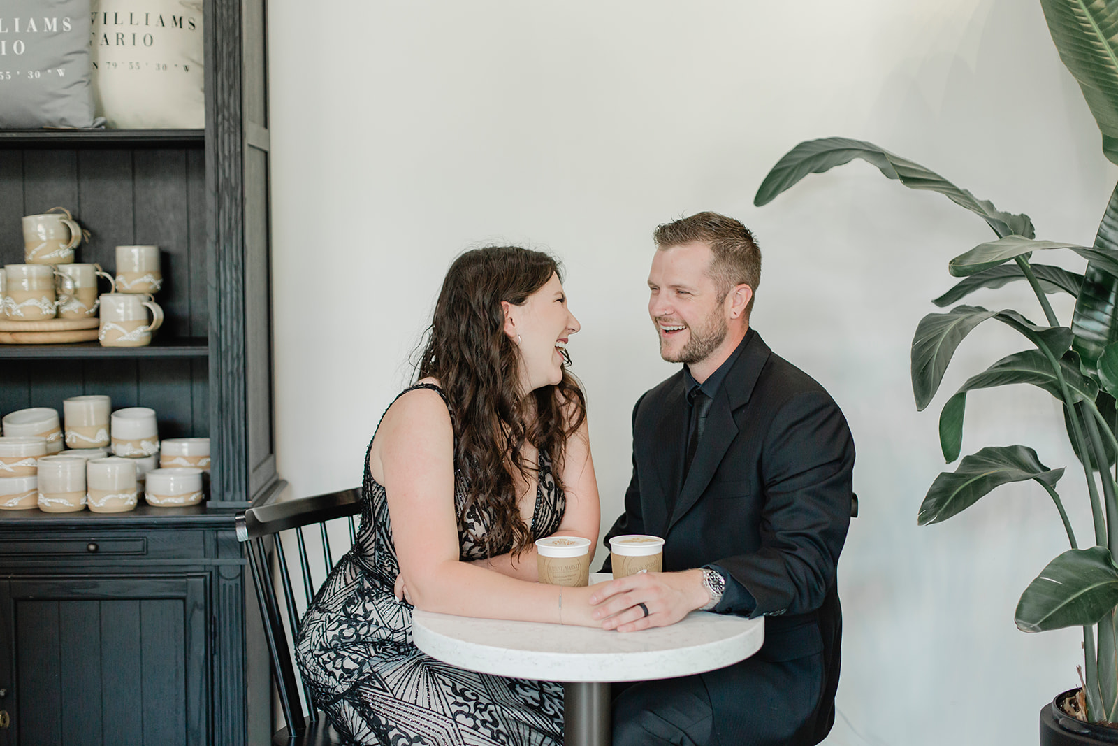 A wedding near Toronto Ontario at local coffee shop. 