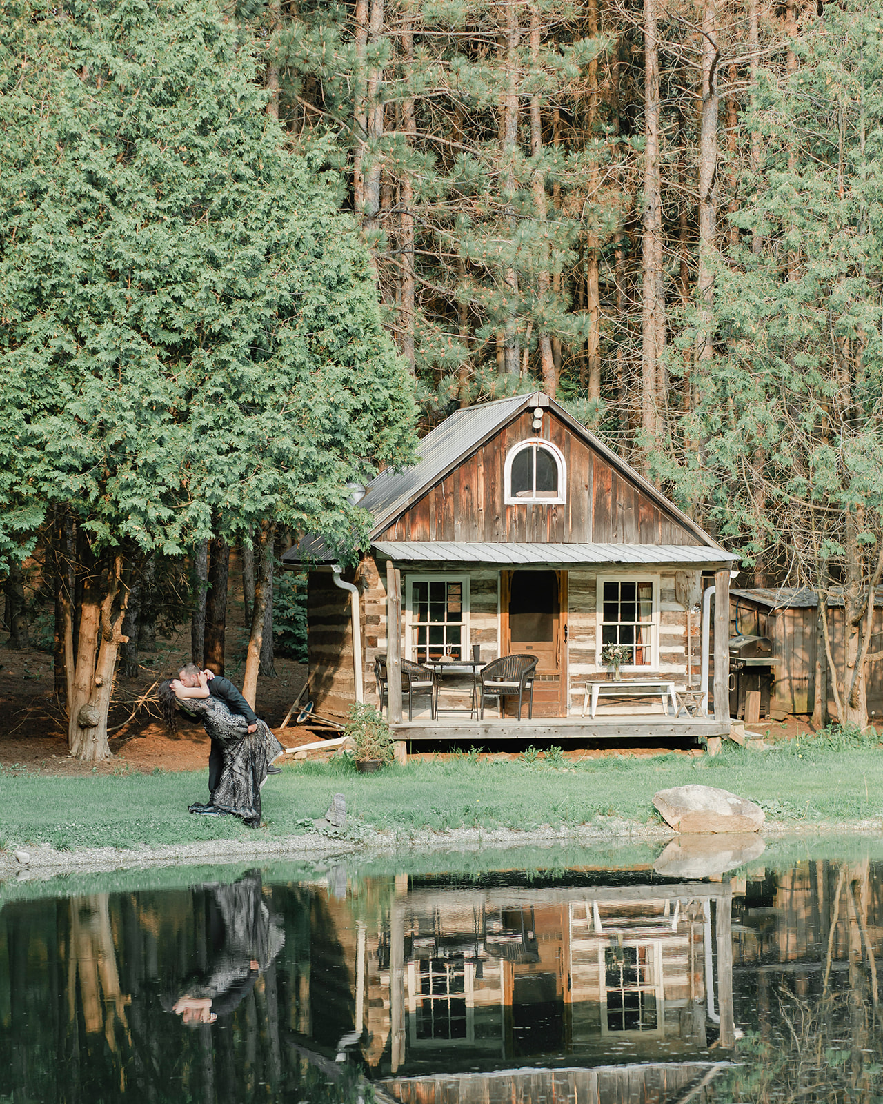 A wedding near Toronto Ontario at a cute cabin in the woods. Paddle boarding adventures! 