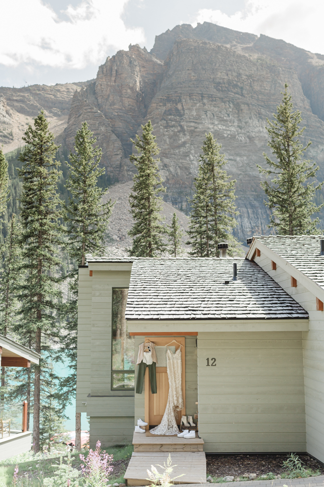 LGBTQ+ elopement at Moraine Lake Lodge in Banff National Park