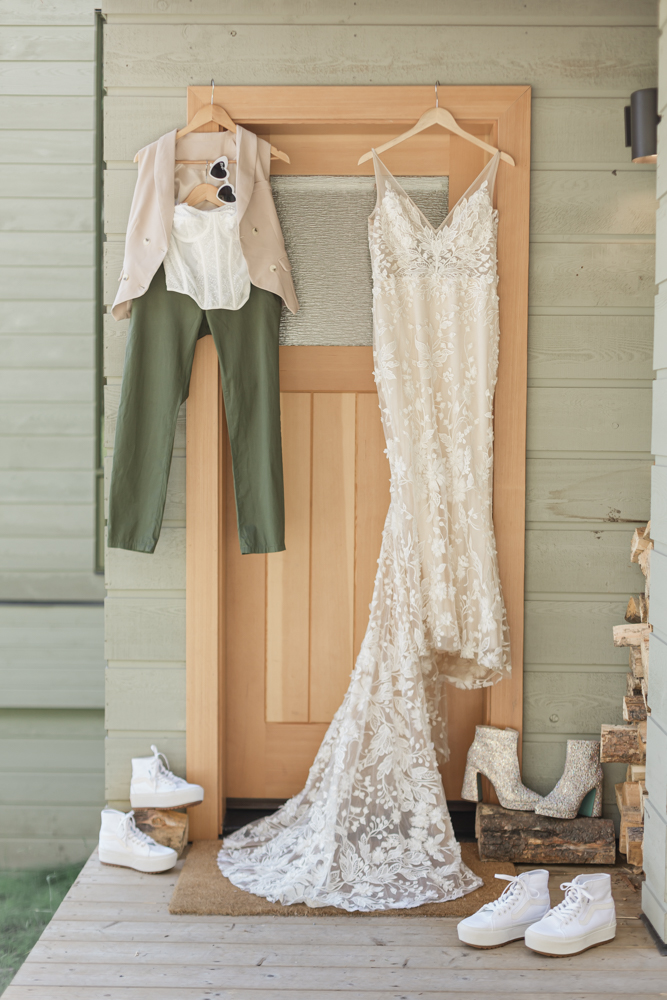 LGBTQ+ elopement at Moraine Lake Lodge in Banff National Park