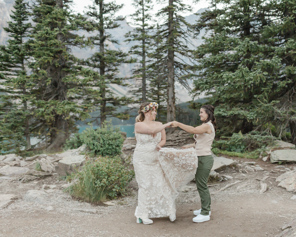 First dance on the rockpile for their LGBTQ+ Banff elopement