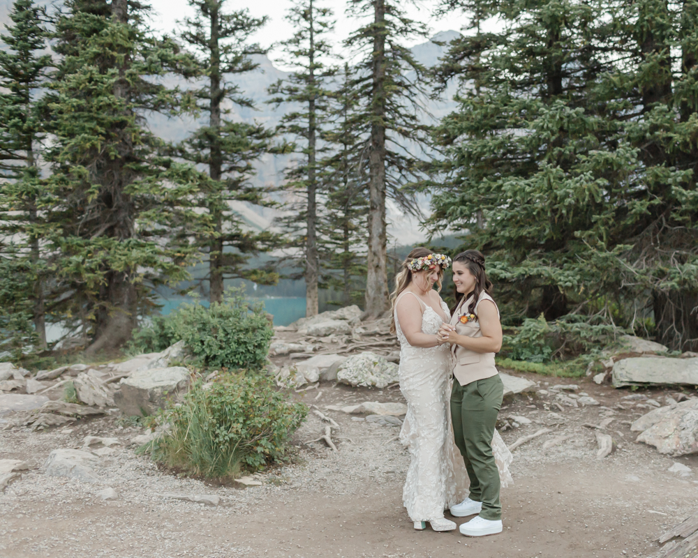 First dance on the rockpile for their LGBTQ+ Banff elopement