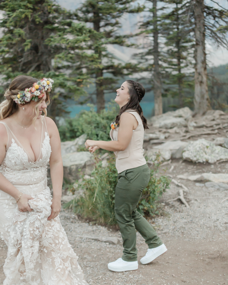 First dance on the rockpile for their LGBTQ+ Banff elopement