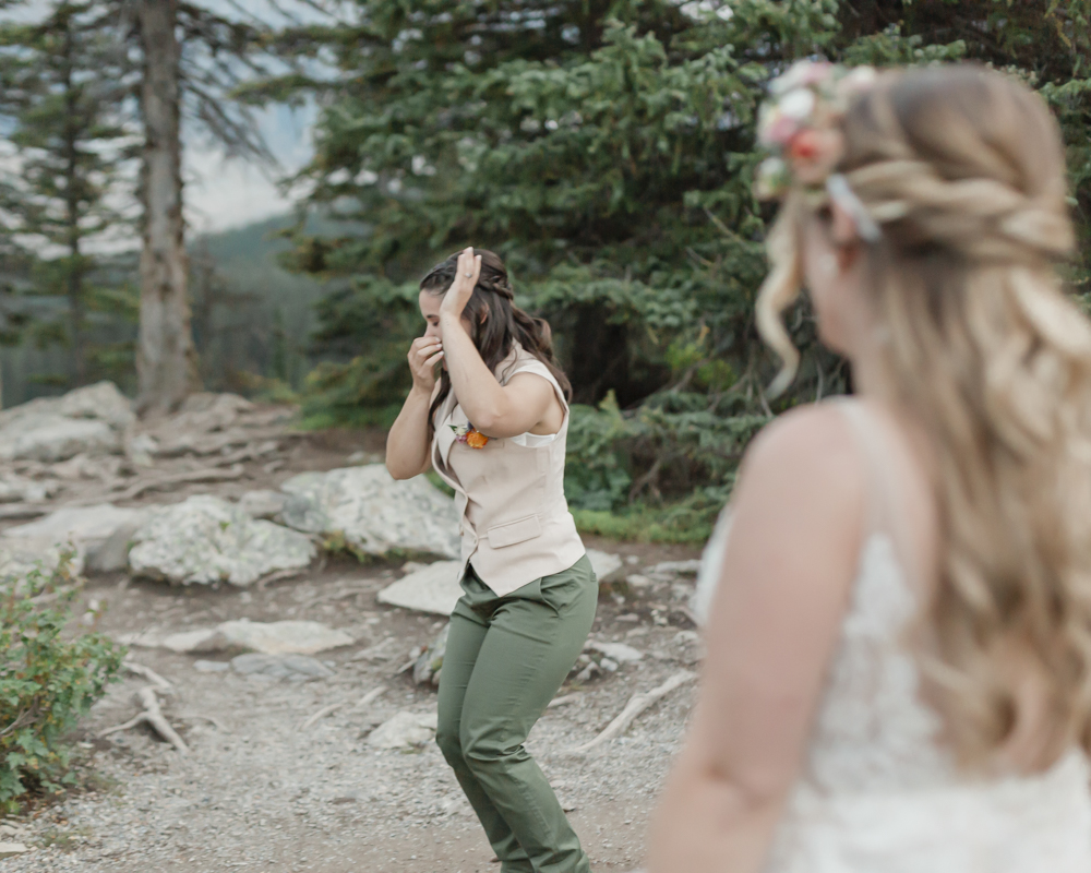 First dance on the rockpile for their LGBTQ+ Banff elopement