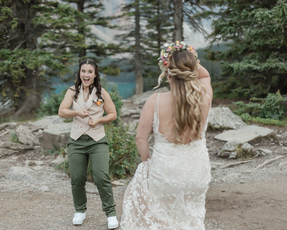 First dance on the rockpile for their LGBTQ+ Banff elopement