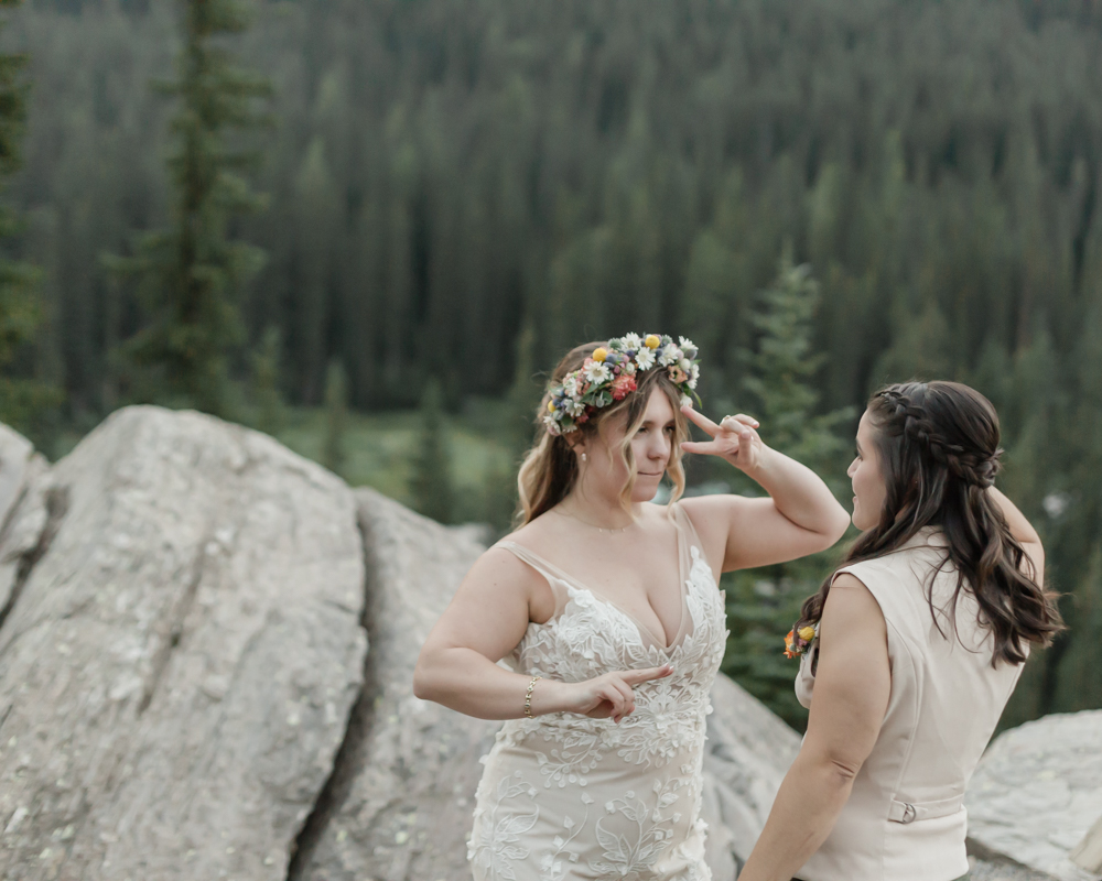 First dance on the rockpile for their LGBTQ+ Banff elopement