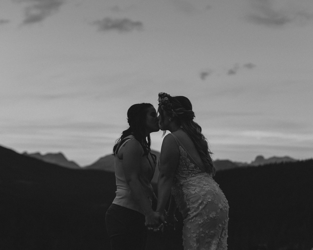 First dance on the rockpile for their LGBTQ+ Banff elopement