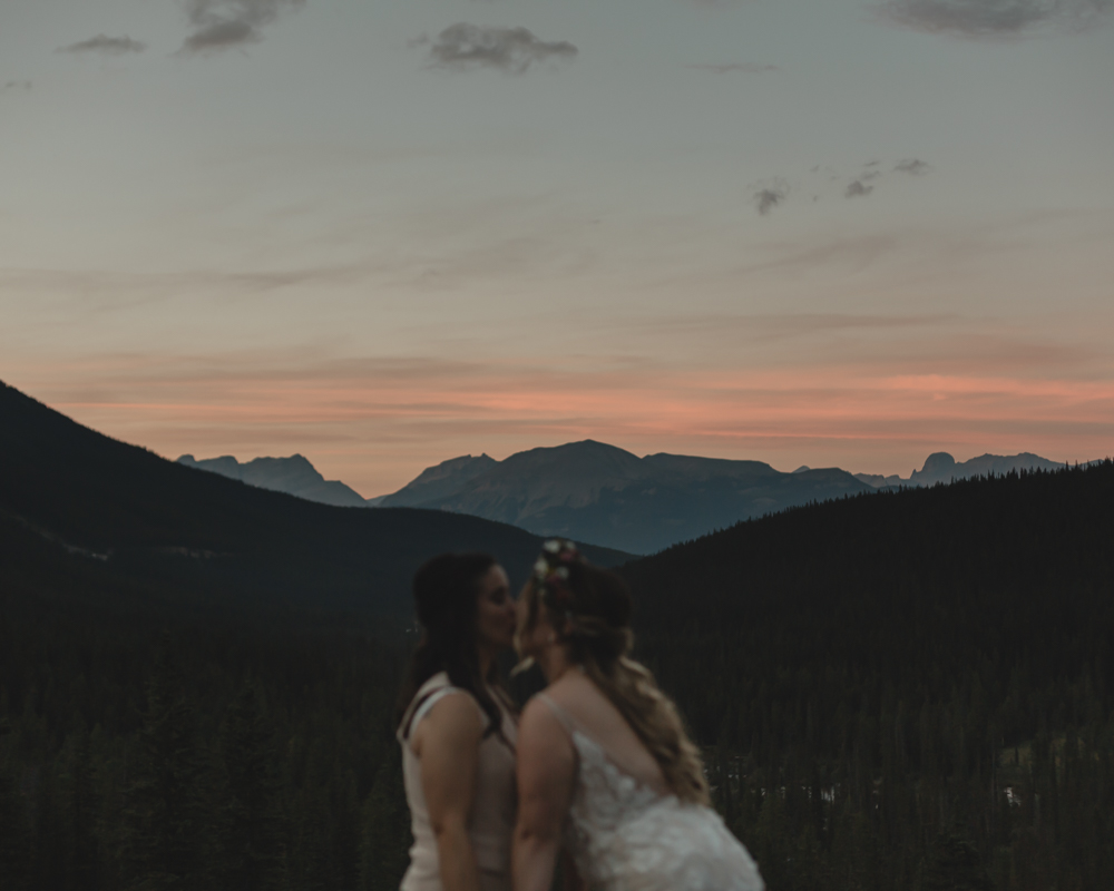 First dance on the rockpile for their LGBTQ+ Banff elopement