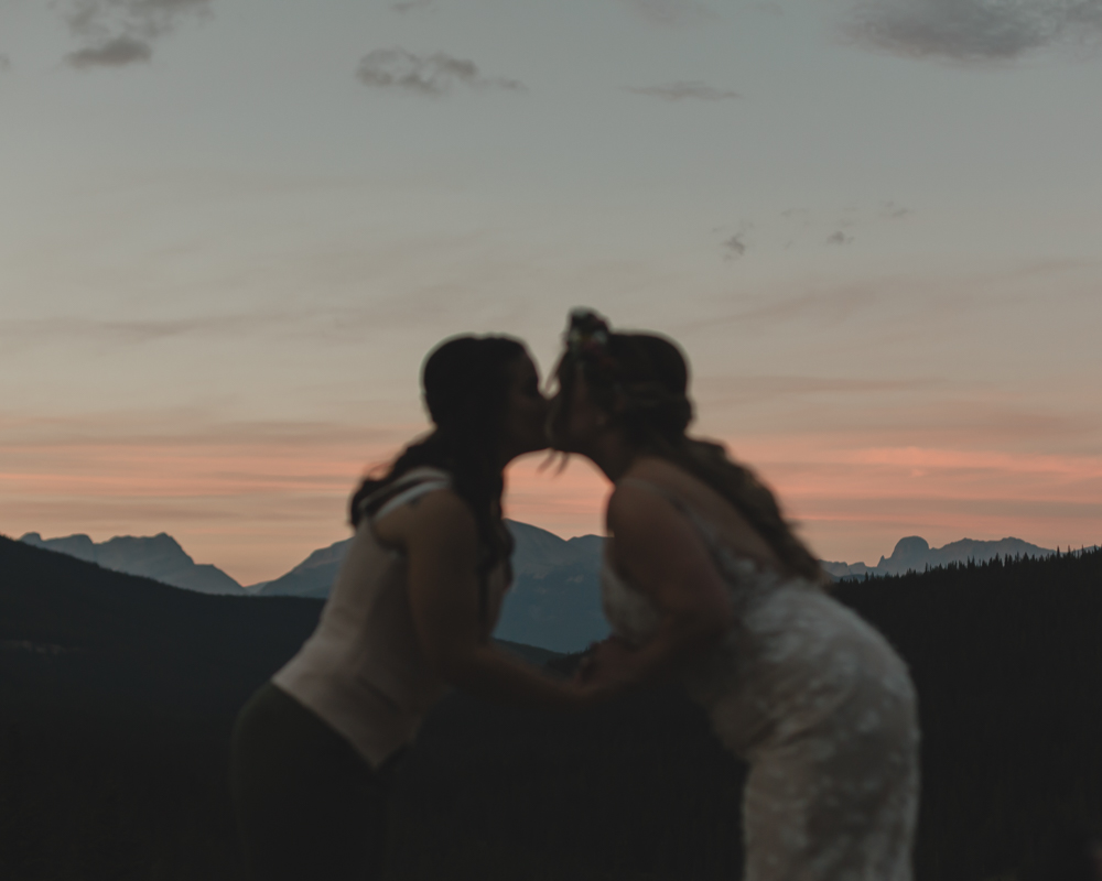 First dance on the rockpile for their LGBTQ+ Banff elopement