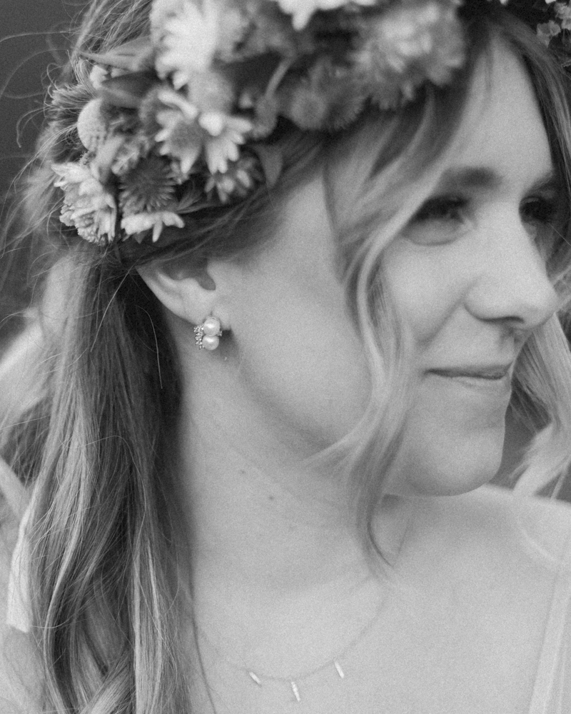 Bridal portraits at Moraine Lake for their LGBTQ+ Banff elopement