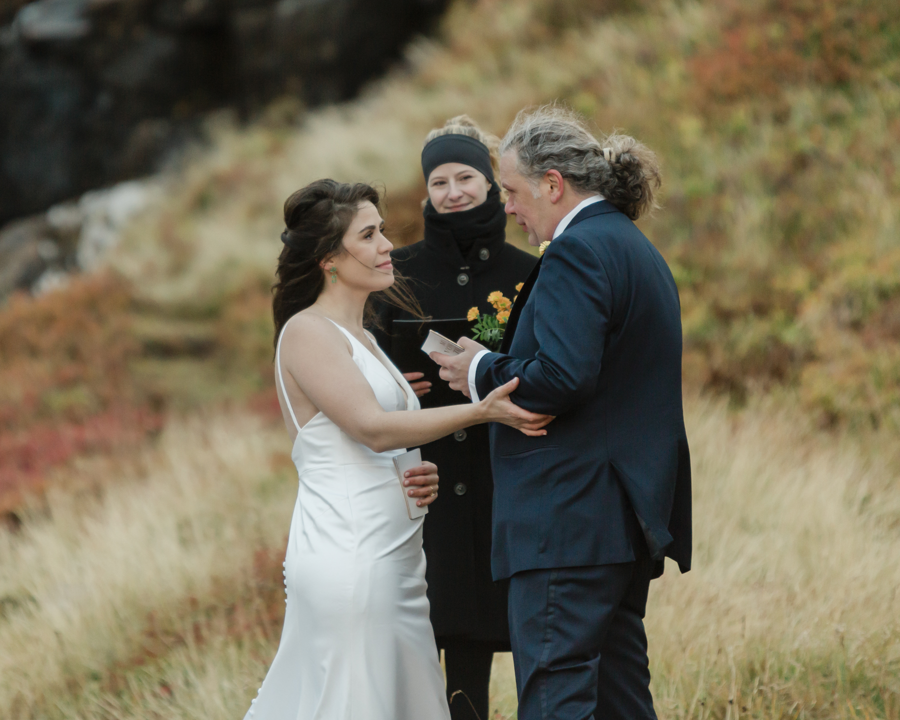 A couple eloping near a secluded waterfall in Iceland