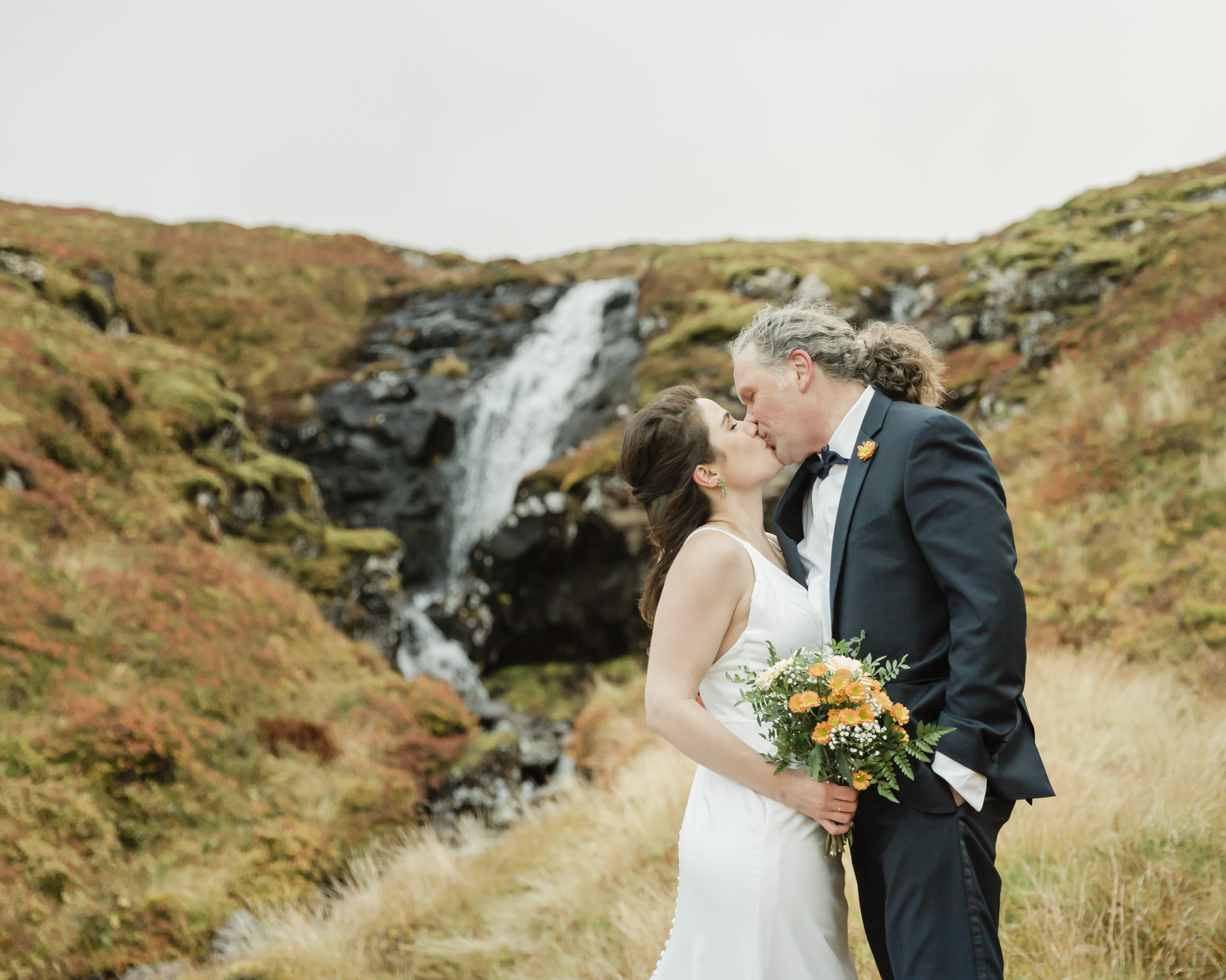 A couple posing for a photo in Iceland
