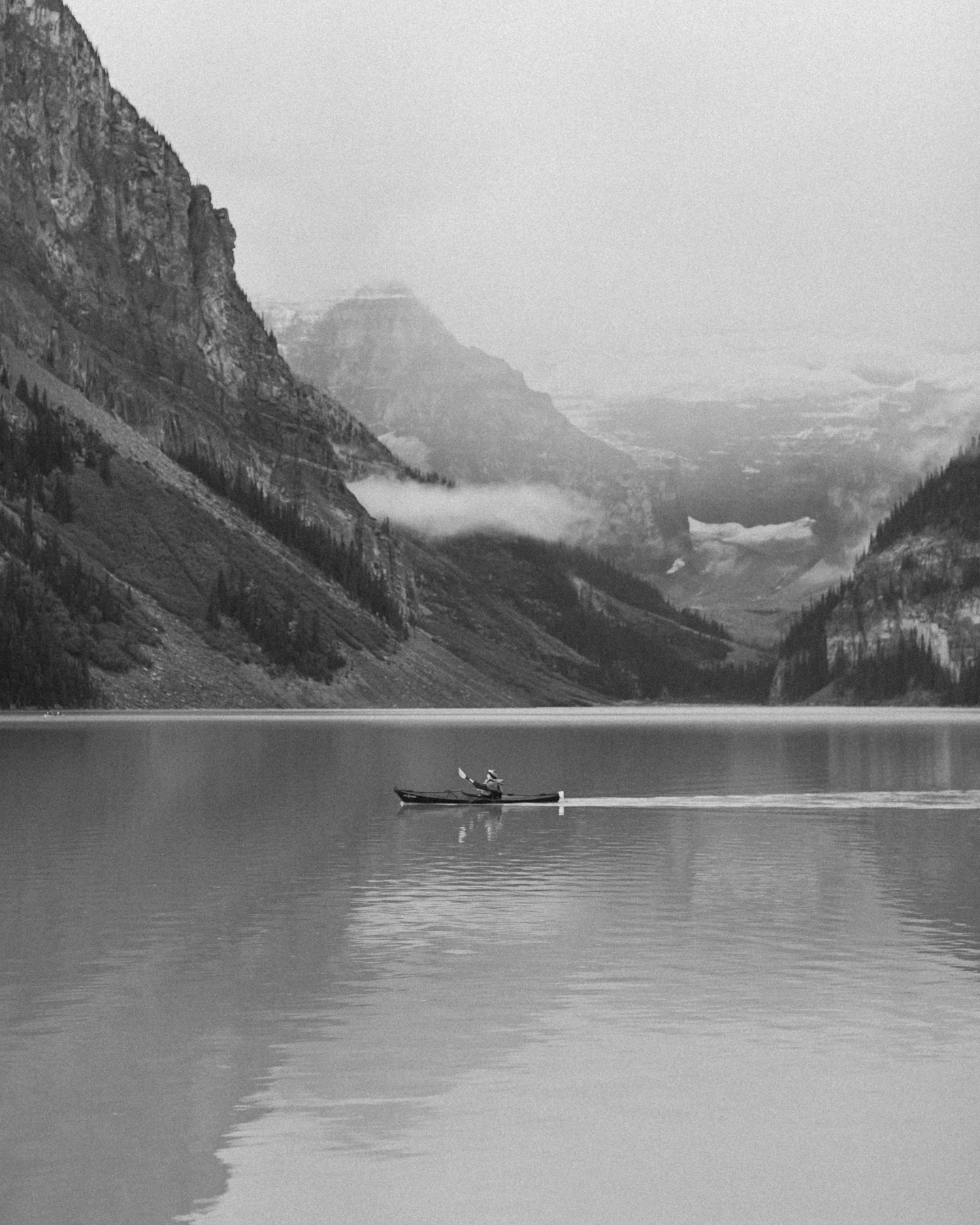 A canoeist on Lake Louise