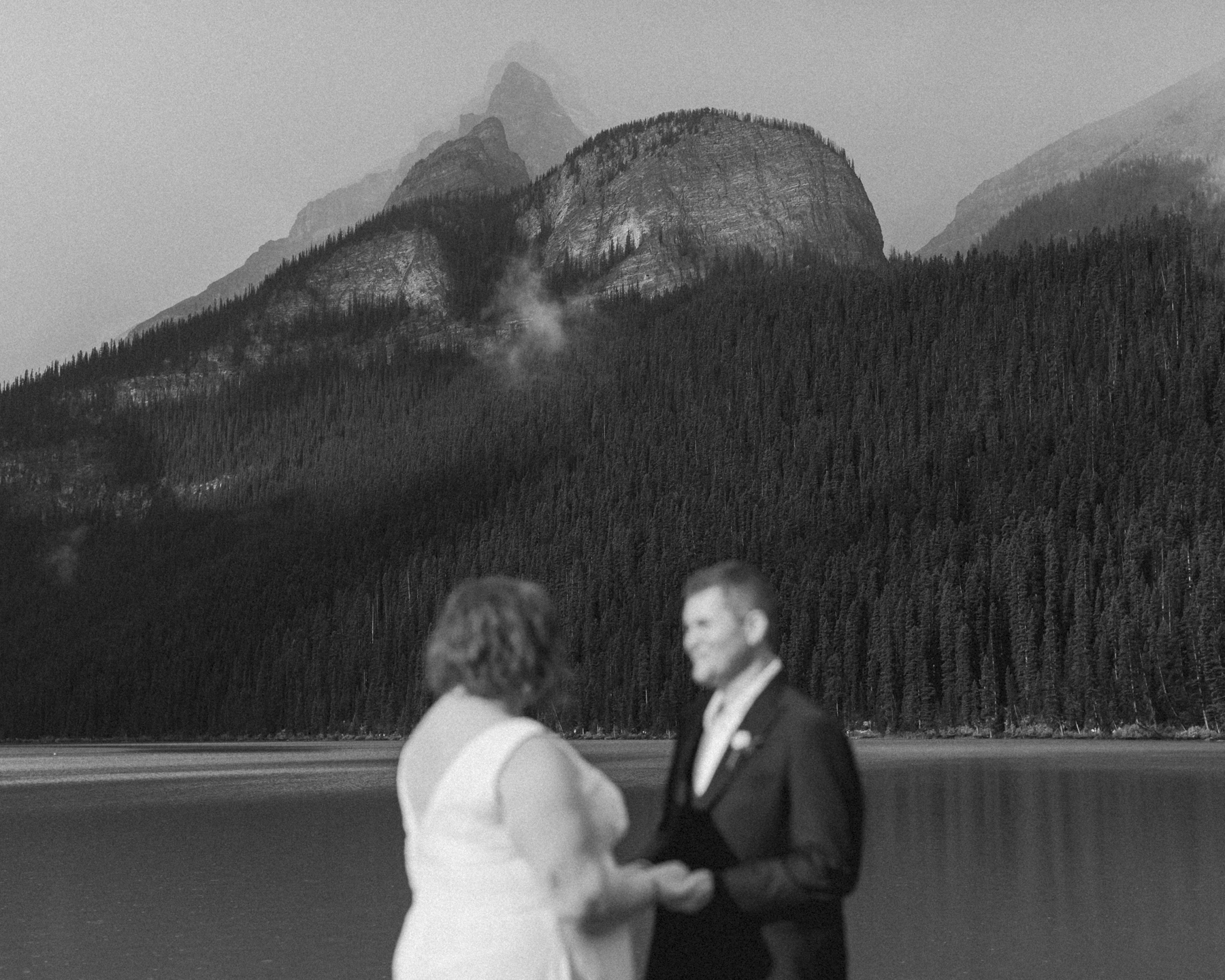 A LGBTQIA+ couple that is getting married  at Lake Louise in Banff 