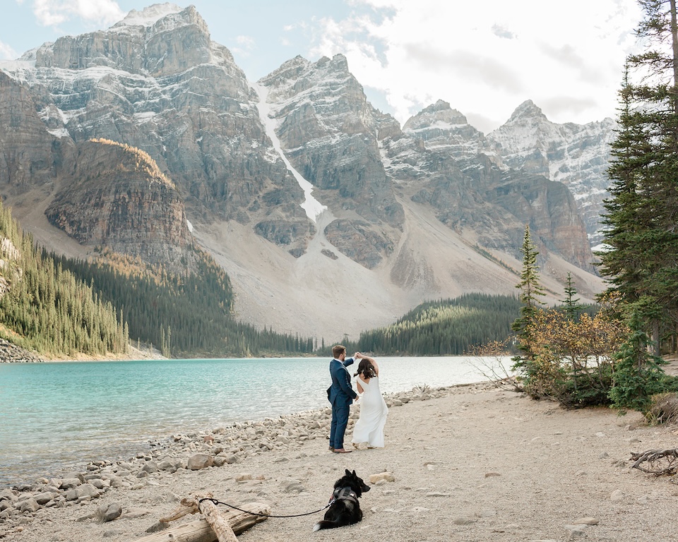 Erin & Regan eloping at Moraine Lake