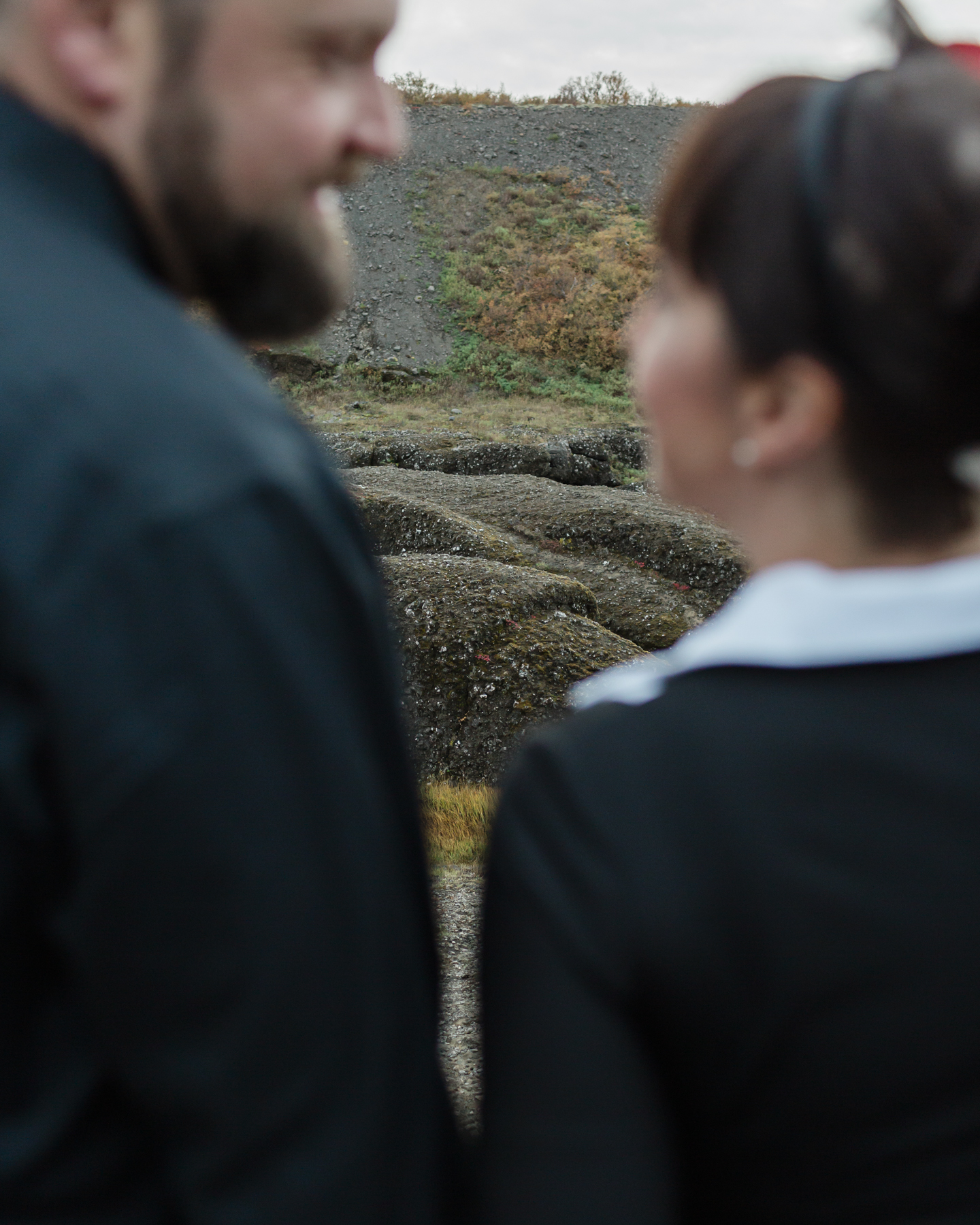 Virginia and Derek having their first dance in an Iceland canyon after their elopement ceremony