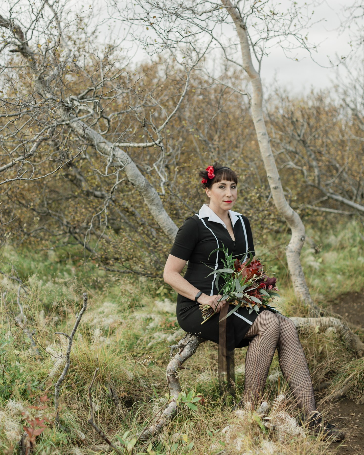 Wedding couple's portraits in the Iceland forest 