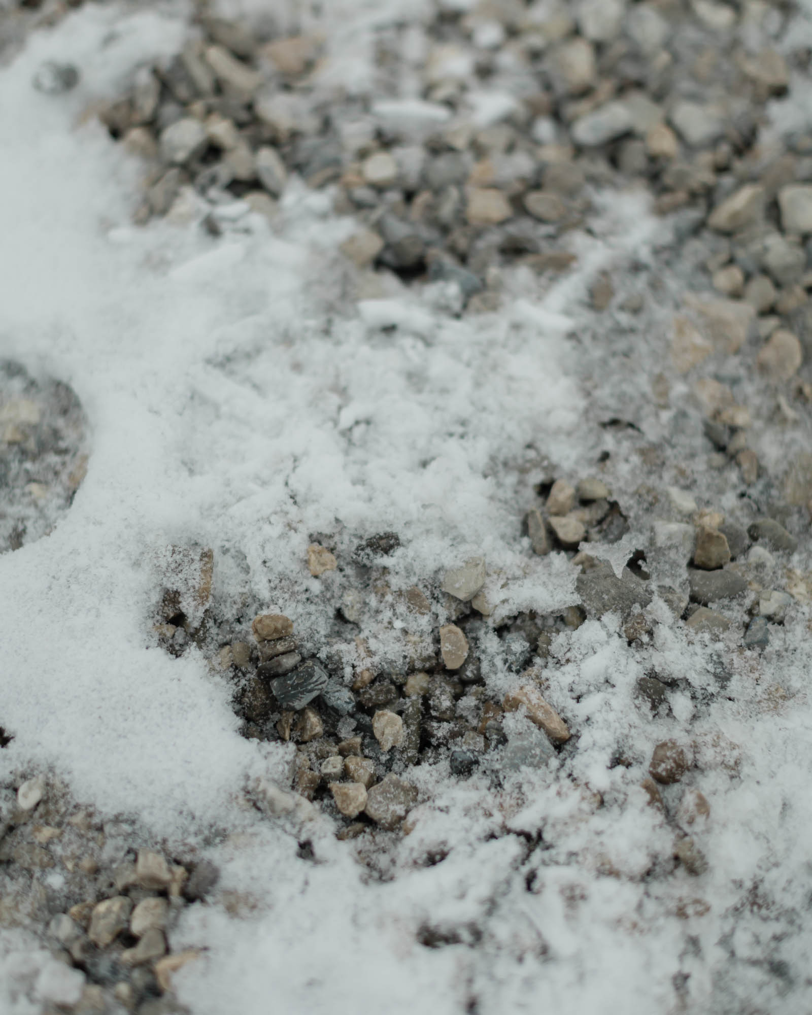 stones and snow