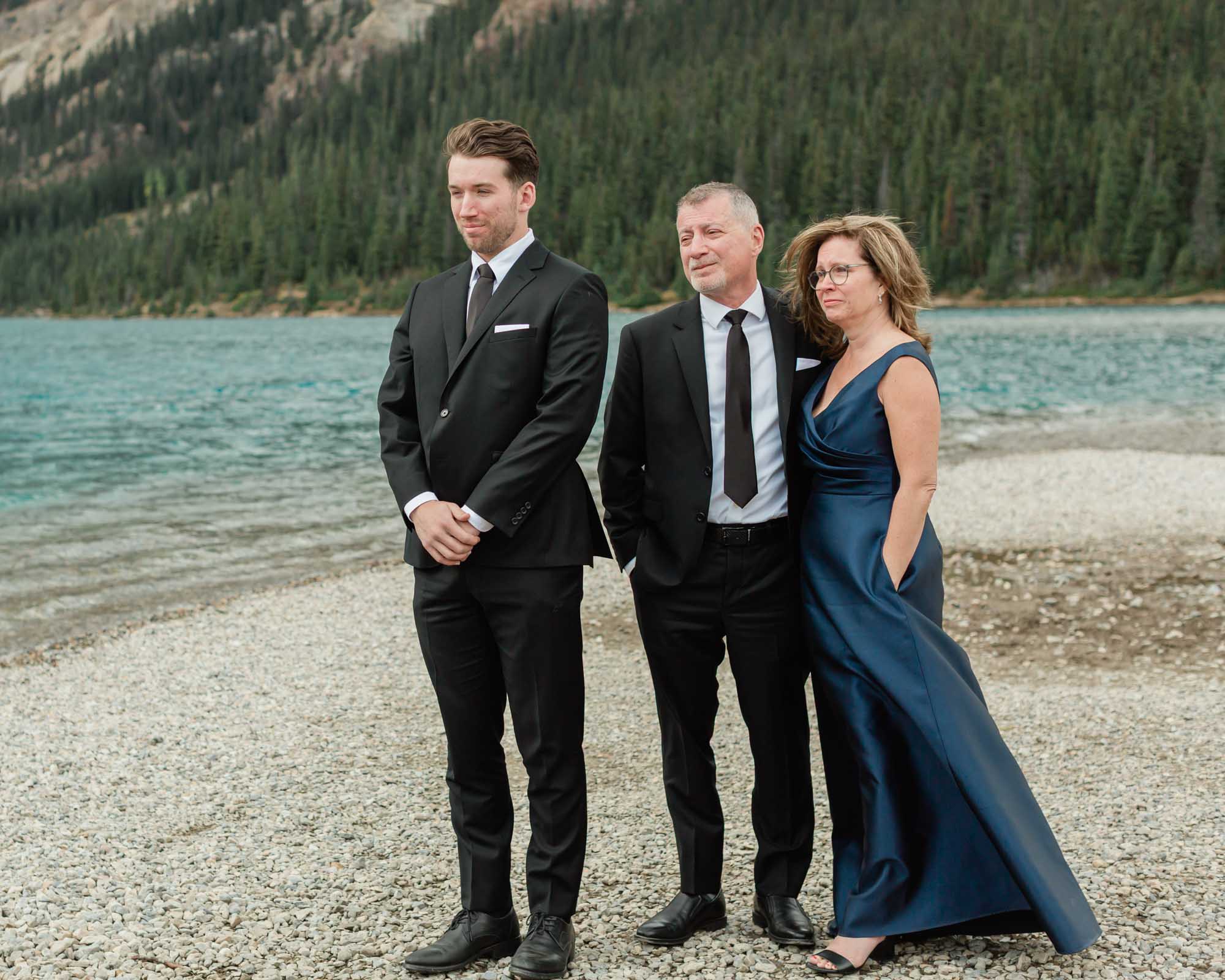 family being emotional during sarah and tylers banff summer elopement