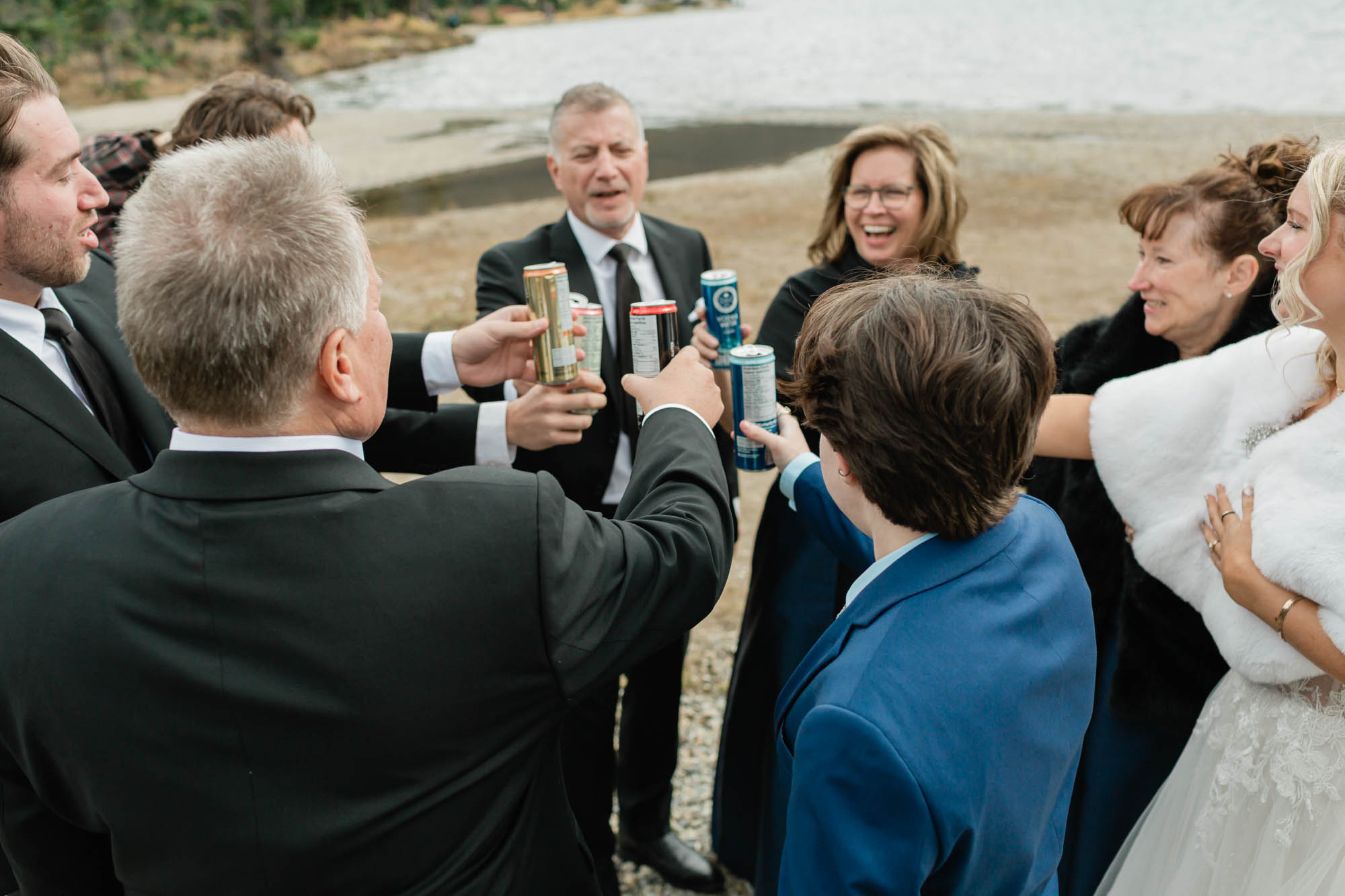 guests celebrating with a beer cheers