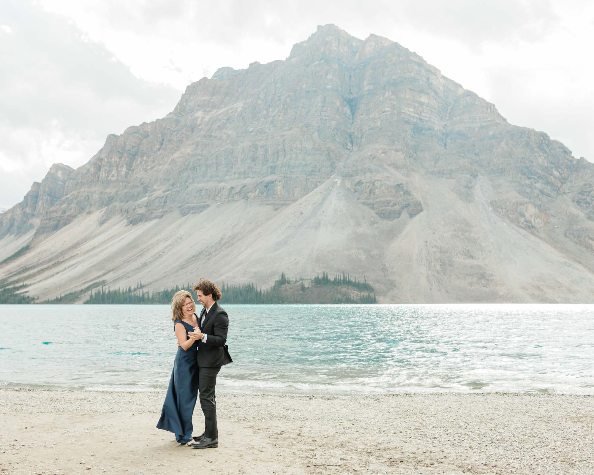 tyler and his mom having a mother son first dance after her banff wedding