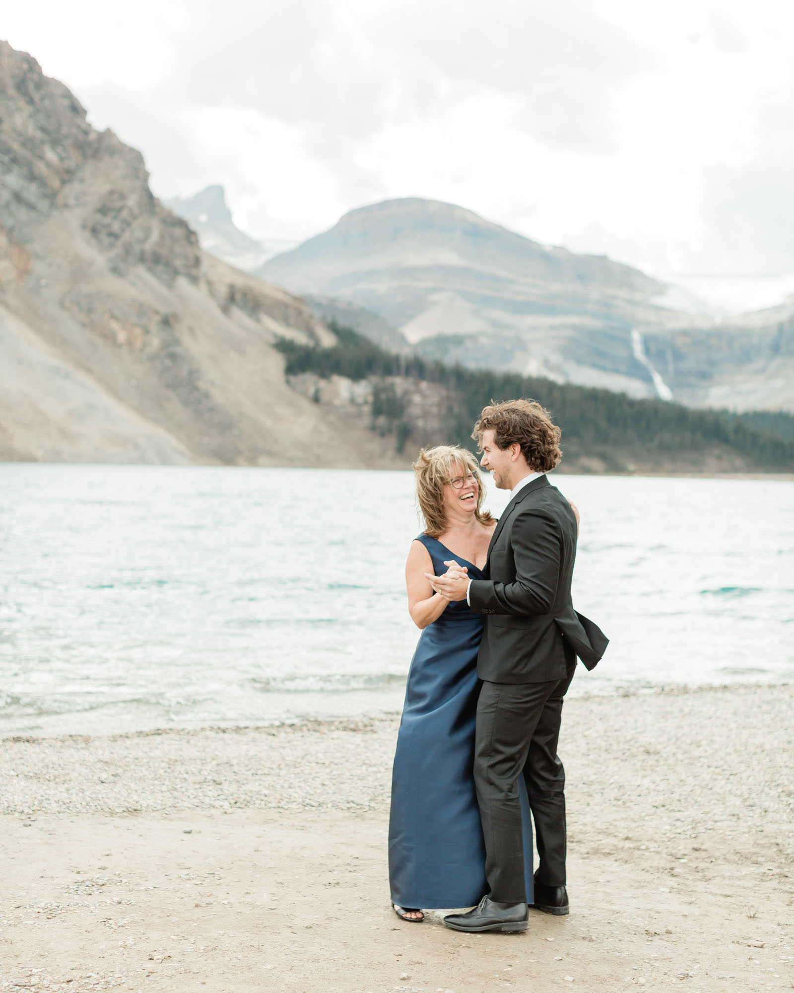 tyler and his mom having a mother son first dance after her banff wedding