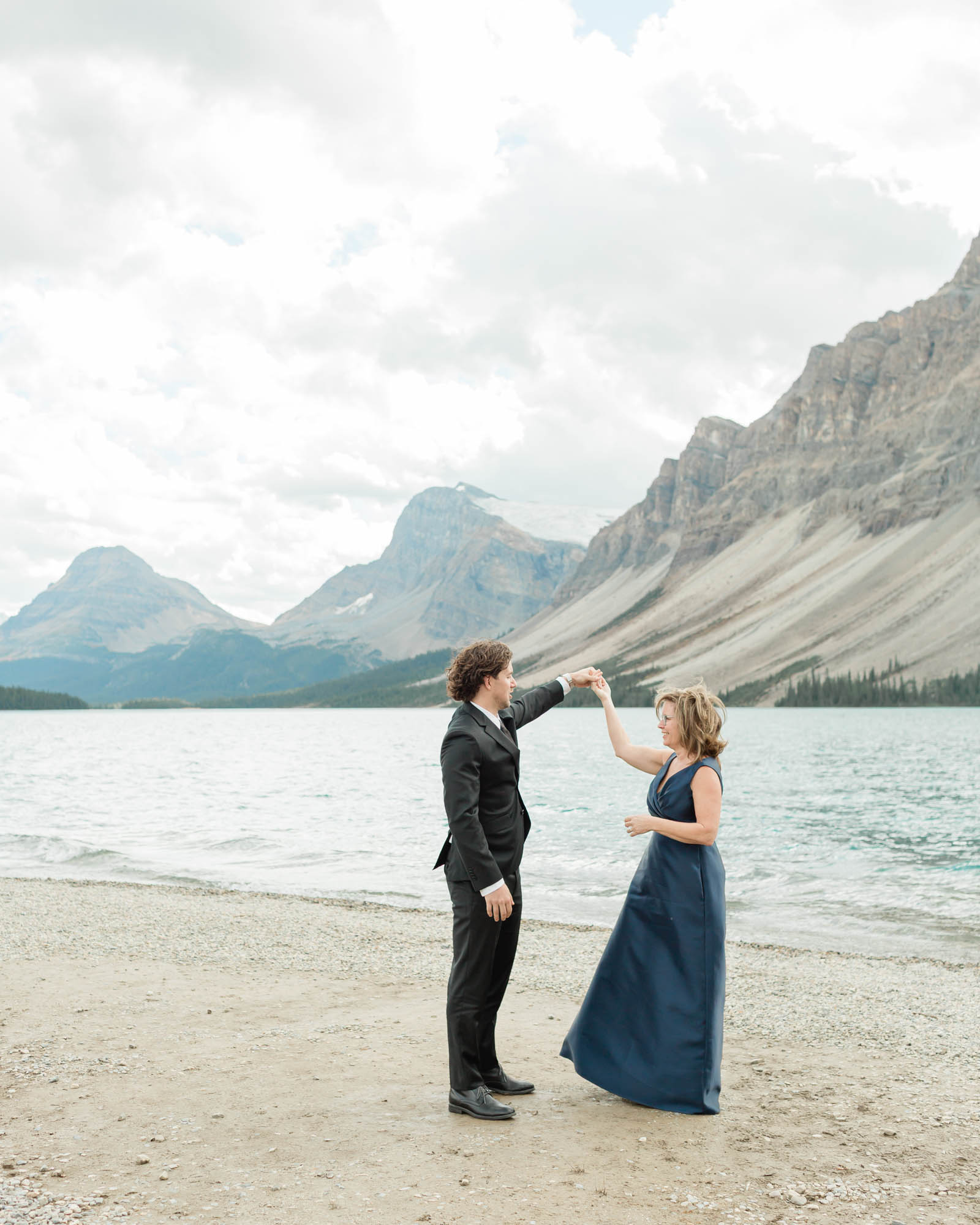 tyler and his mom having a mother son first dance after her banff wedding