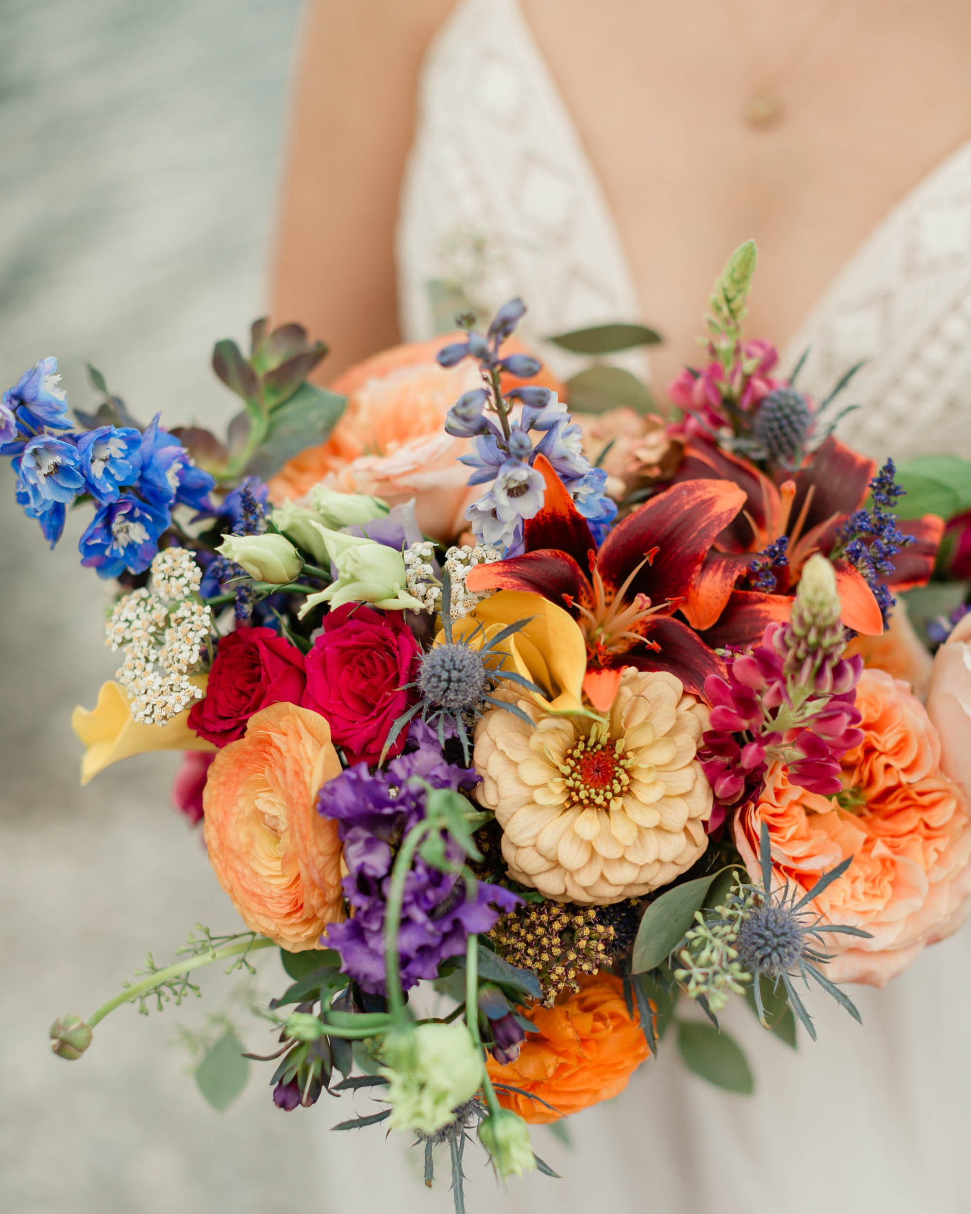a close up of the bridal bouquet