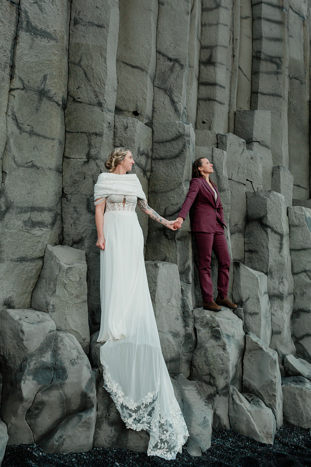 Planning a South Iceland elopement? See Kendra and Val's unforgettable wedding featuring waterfalls, a glacier, and the stunning landscapes around Vík