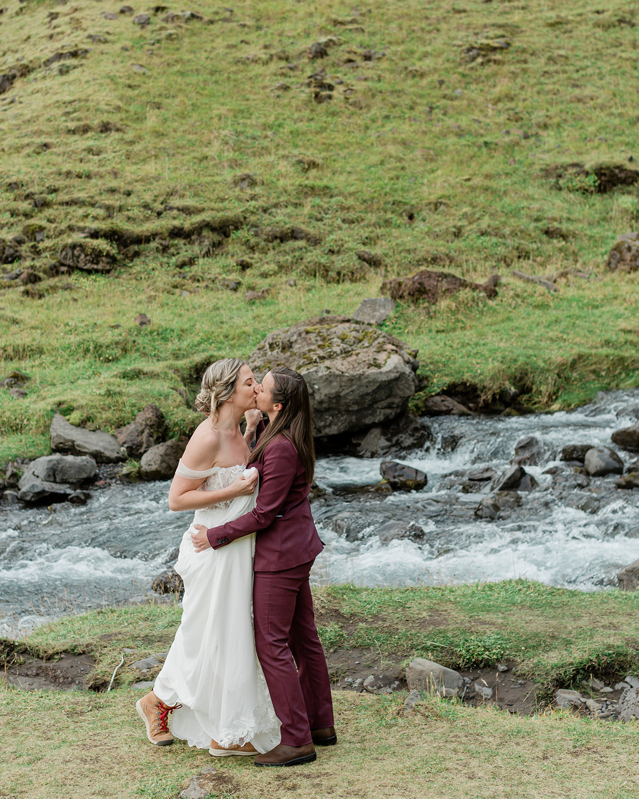 Planning a South Iceland elopement? See Kendra and Val's unforgettable wedding featuring waterfalls, a glacier, and the stunning landscapes around Vík
